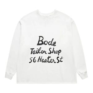Bode, L/XL, White 'Tailor Shop 56 Hester St' Crewneck Sweatshirt